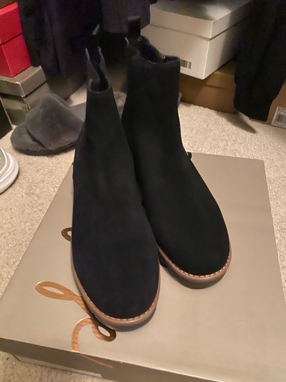 Crown Vintage Black Suede Chelsea Boots